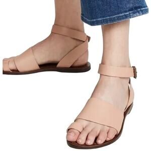 Free People Rose Torrence Sandal Flats Strappy Open Toe Buckle Nude US 6.5 EU 37